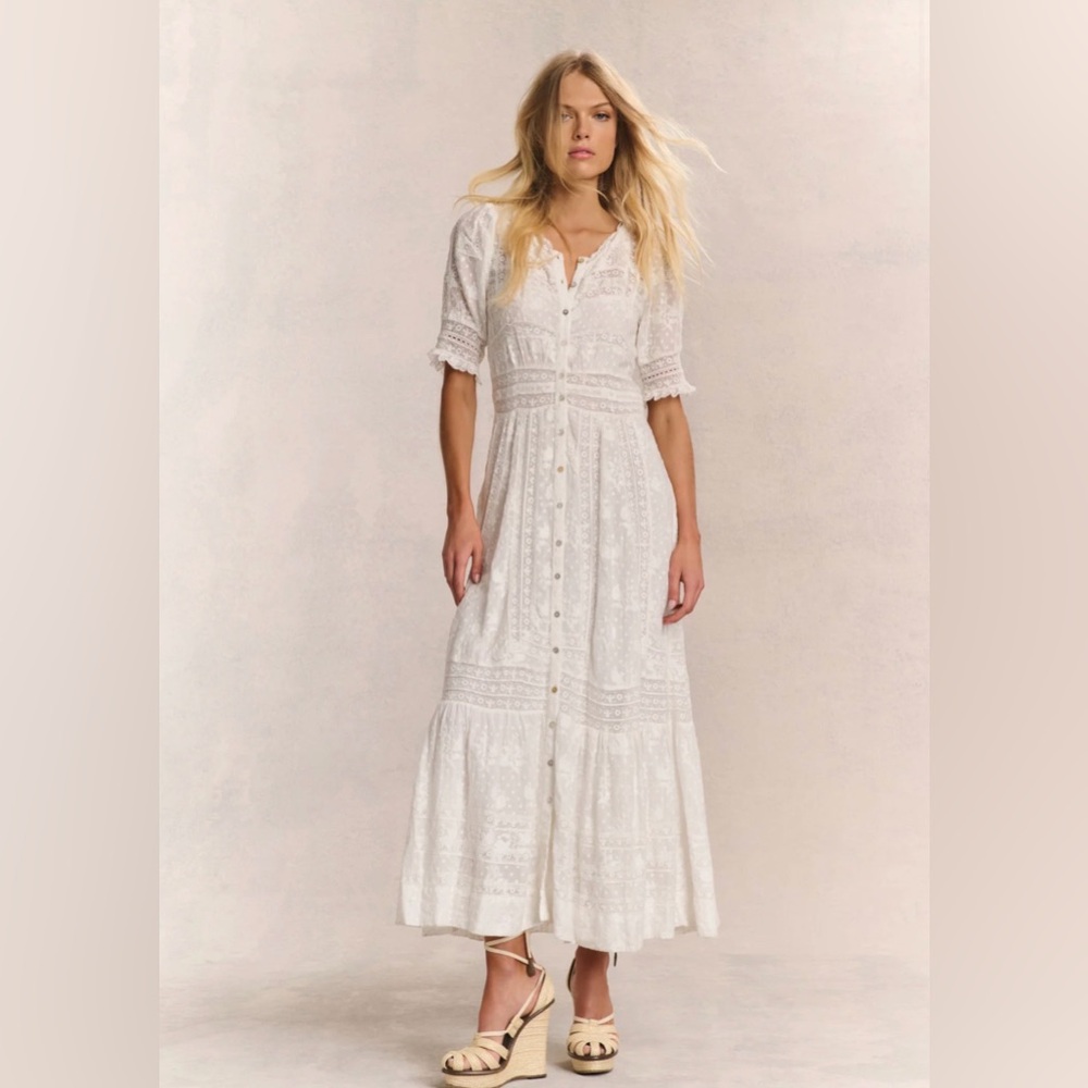 LoveShackFancy Minka Maxi Dress- Size 0 cream